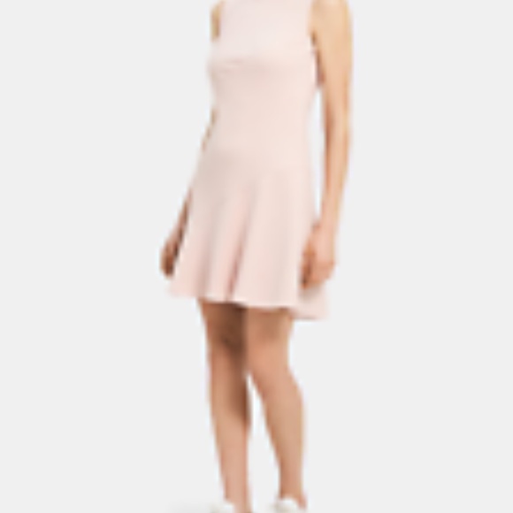 THEORY Blush Pink Fit & Flare Stretch Dress Sleeveless Lined 12 - Picture 2 of 10